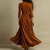 Spring and Autumn European and American Temperament Waist Long-sleeved New Women's Clothing Velvet Lapel Big Pendulum Dress Women