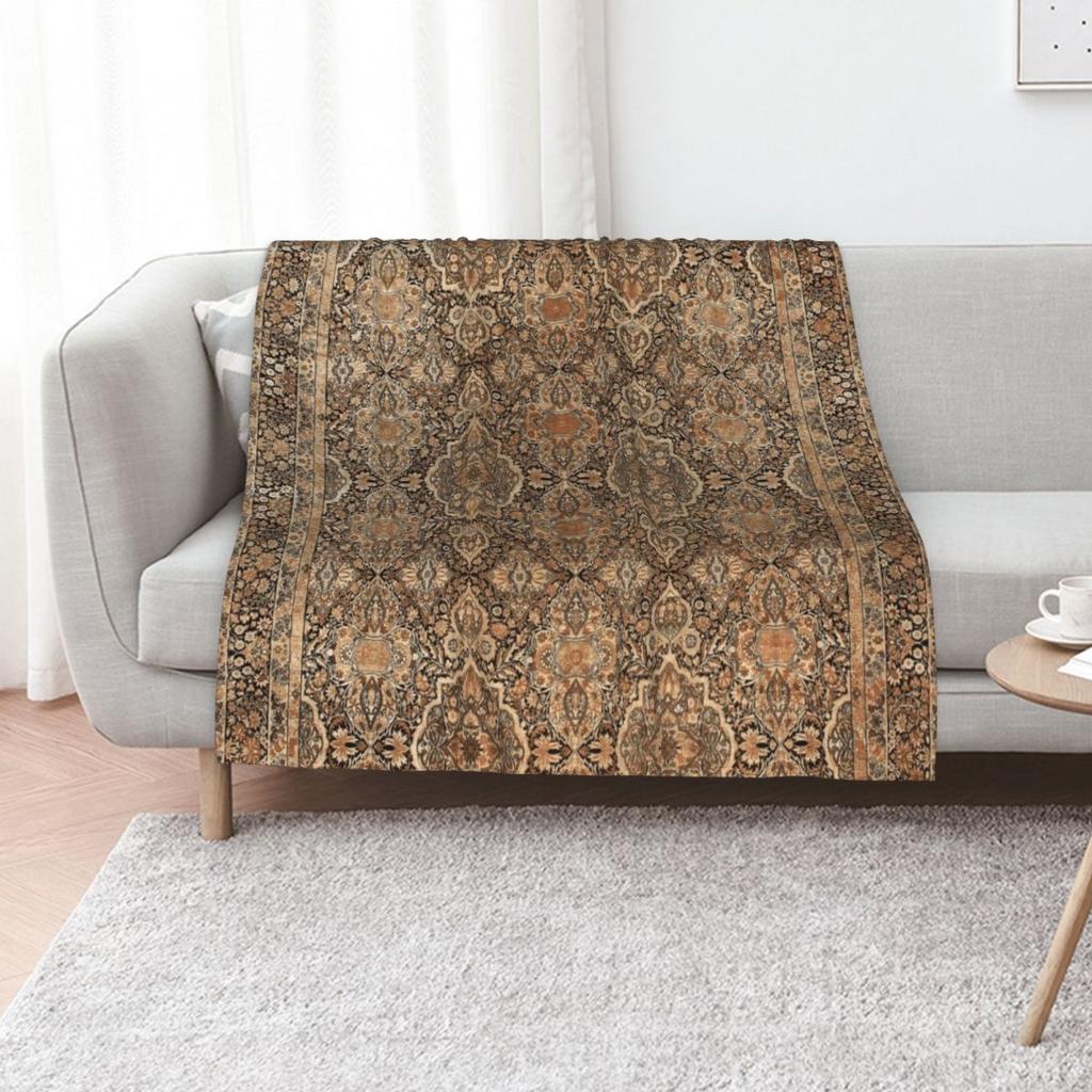 Antique Persian Kirman Rug Print Throw Blanket Luxury St Plush Decorative Sofa Wednesday Decorative Beds Camping Blankets