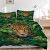 3pcs Jungle Leopard Print Bedding Set - 1 Duvet Cover + 2 Pillowcases(Core Not Included), Machine Washable Polyester, All-Season Comfort, Be