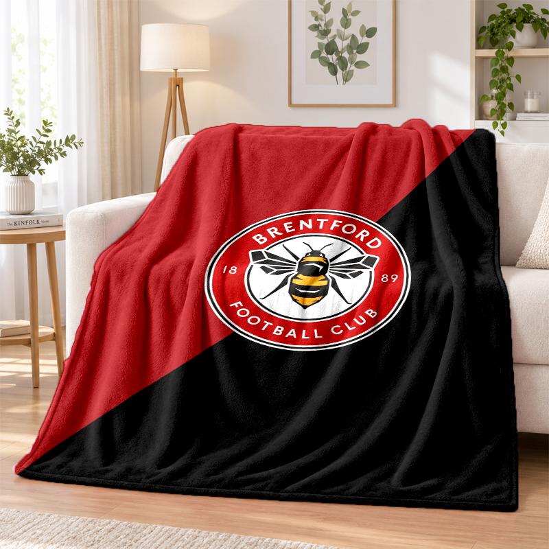 Brentford Football Printed Flannel Blanket Warm Comfort Bed Throw For Indoor Home Decoration