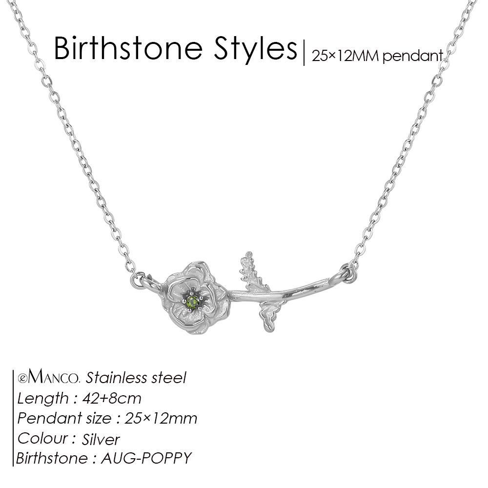 eManco Ожерелье-подвеска с 3D-цветком месяца рождения - Декабрь - Нержавеющая сталь