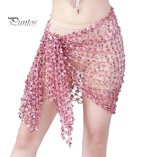 

Шарф для танца живота, юбка-халат с пайетками, мини-юбка с вырезом, пояс для восточного индийского танца, карнавальный костюм, аксессуар для выступлений розовый