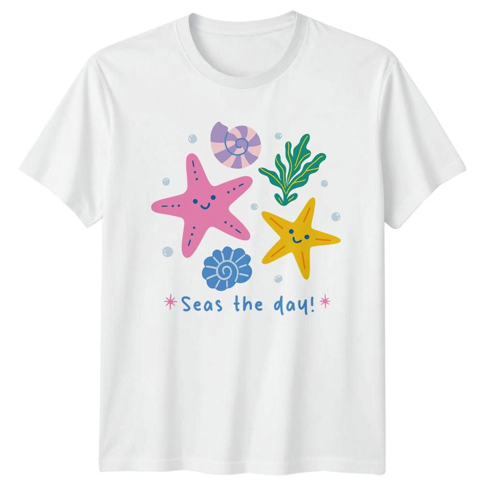 Seas The Day Sea Animals Unisexs TShirt Unisexs Tee Graphic Unisex Top S