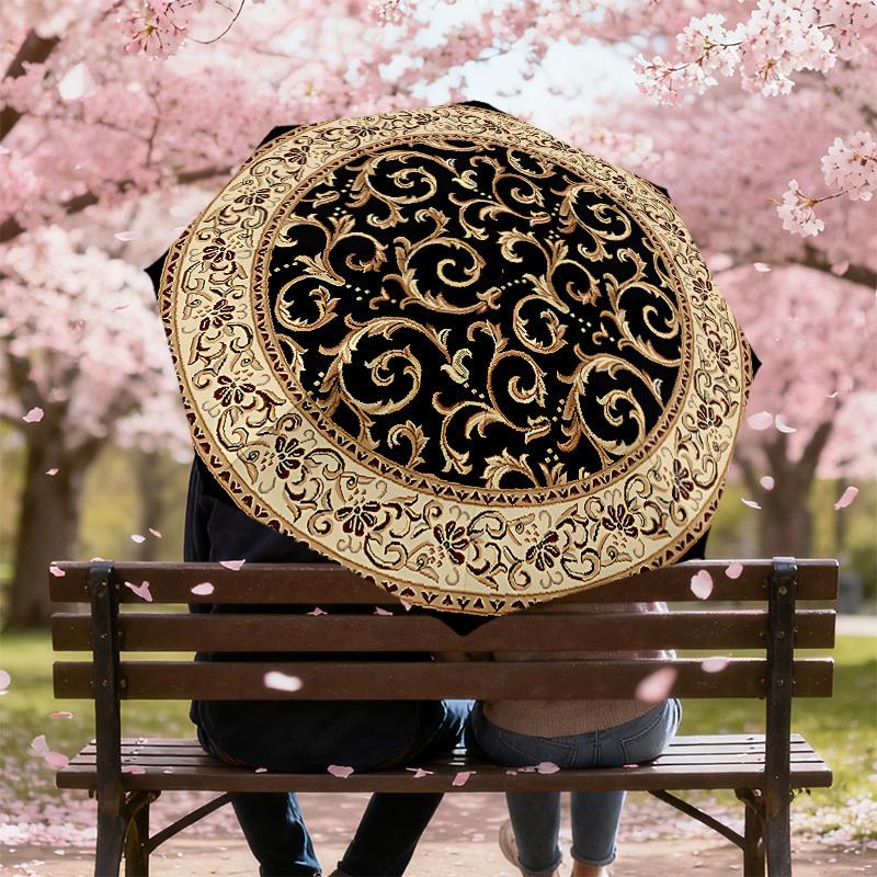 1PC Floral Pattern Automatic Open/Close Umbrella with Windproof, 8-Rib Sturdy Canopy, Durable Ribs, Fashionable Design, Outdoor Accessory, Fun Prin, H