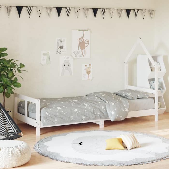 VidaXL Dětské postelové rámy, Jednolůžko s lamelovým roštem, Nábytek do ložnice, Skandinávský, Bílý 80x200 cm 834565