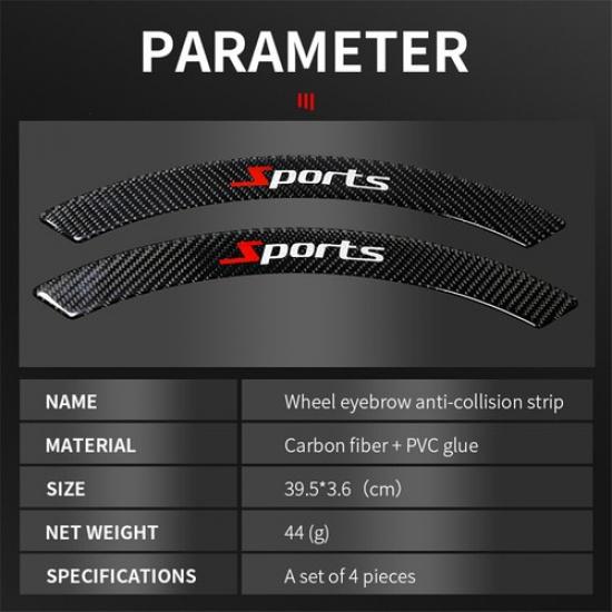 Car Fender Flares Protector Wheel Eyebrow Arch Trim Lips Carbon Fiber Color 4Pcs