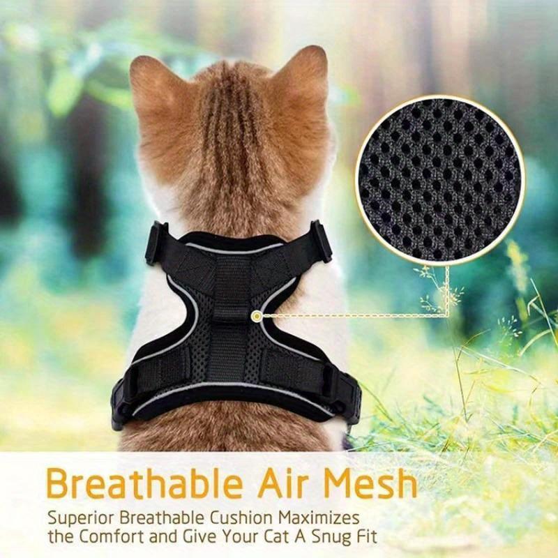 Cat Harness and Leash for Walking, Escape Proof Soft Adjustable Vest Harnesses for Cats, Breathable Reflective Strips Jacket