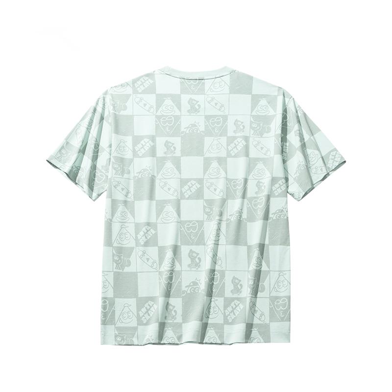 Anta Comfortable Simple Round Neck Versatile Loose Printed Casual Breathable Short Sleeve T-Shirt Men Tops Sky-Blue 172528116-1
