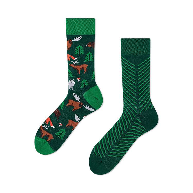 Trendige asymmetrische Cartoon-Socken - Unisex Baumwolle Mid-Tube vielseitiger Stil