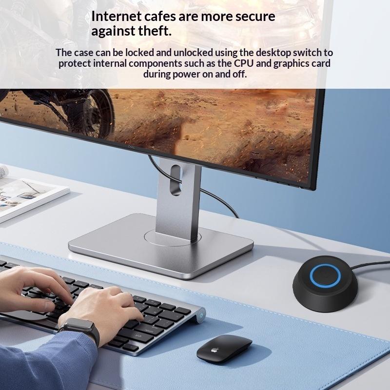 PC-Netzschalter-Taste LED Externer Kabelgebundener Verlängerungscontroller Langes Kabel für Einfachen Zugriff Desktop-Computer Heimbüro Szene