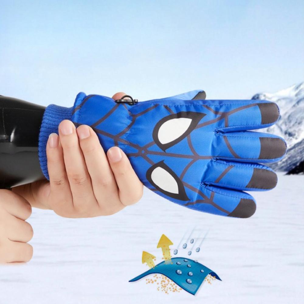 Spider Man Children Ski Gloves Windproof Fleece Gloves for Outdoor Cycling Cool Cartoon Themed Warm Gloves Kids Gifts