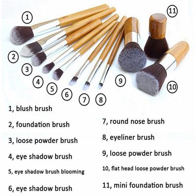 Handmade Bamboo Makeup Brush 11pcs Sets Foundation Eyeliner Makeup Brush Soft Kabuki Blending Tool