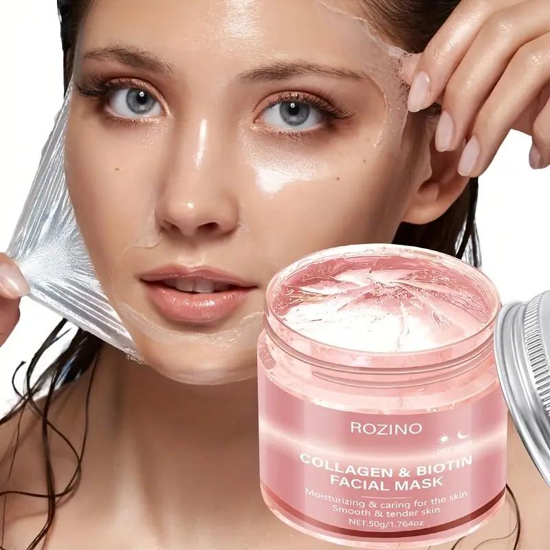 50ml Kollagen Peel-Off Gesichtsmaske mit 50g Kollagen Gelee Creme Hydratisierend Feuchtigkeitsspendend Nacht Wickelmaske Creme
