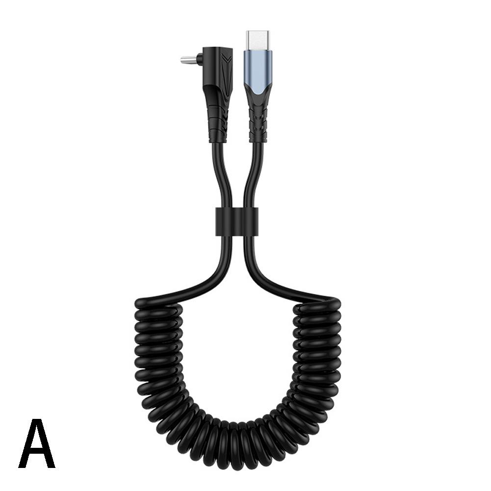 

Локтевой автомобильный кабель пружинного типа Type C - Type C к USB C для передачи данных для Samsung для Tesla для iPhone K7U9 black-C TO C
