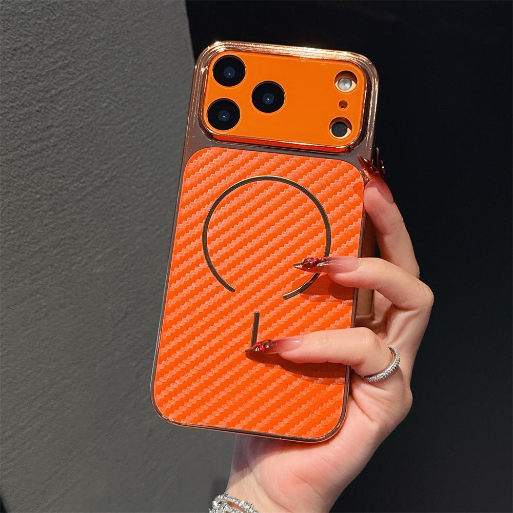 Orange Magnetic For Magsafe Matte Phone Case For iPhone 17 Pro Max Air 16 Pro 15 Plus 14 13 17Pro Wireless Charging Armor Funda