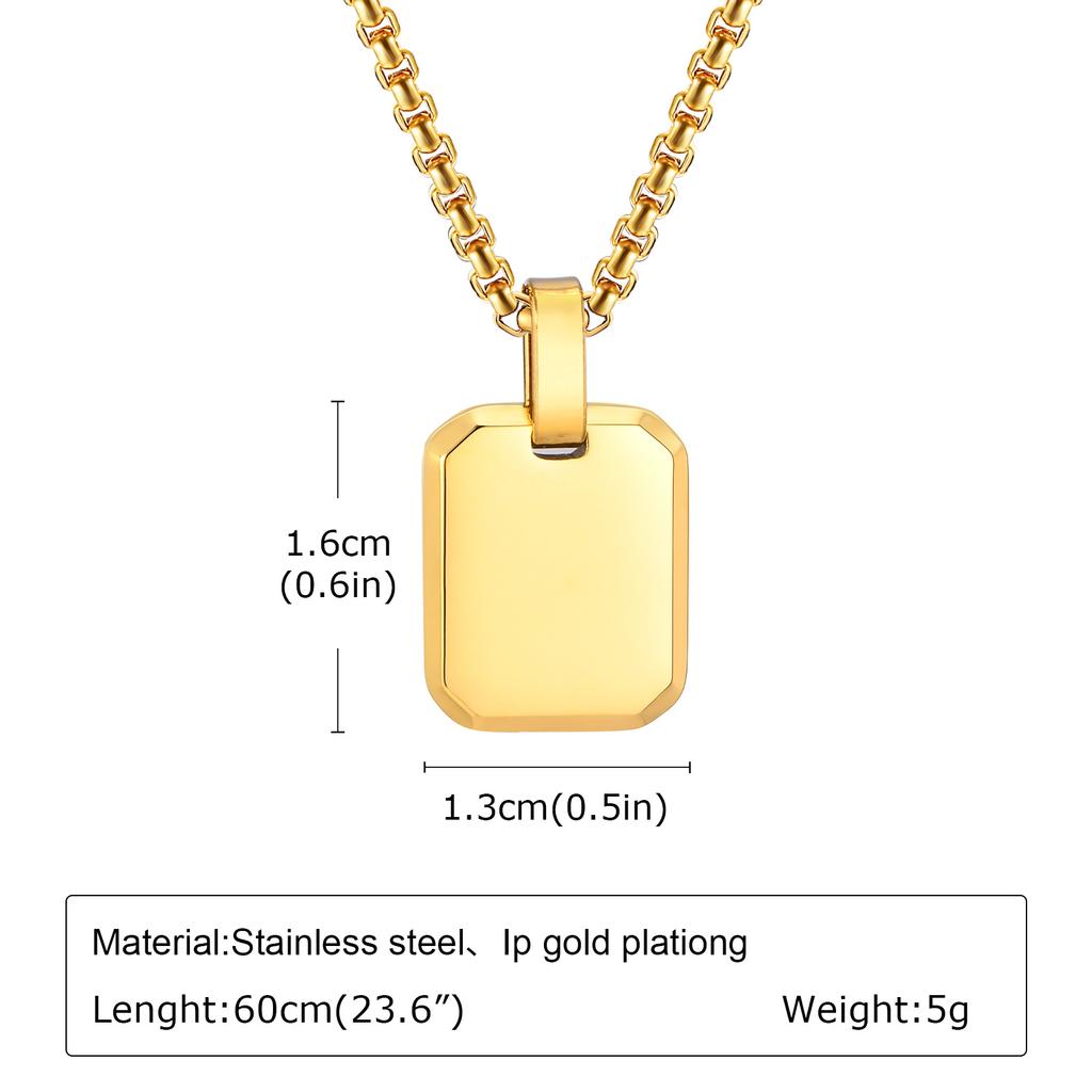 Men's Stylish Gold Color Necklace, Stainless Steel Geometric Cross Pendant Necklace, Vintage Fashion Jewelry Gift To Father