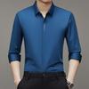 2025 Spring Men's Light Luxury Long-Sleeve Seamless Business Shirt - Solid Color