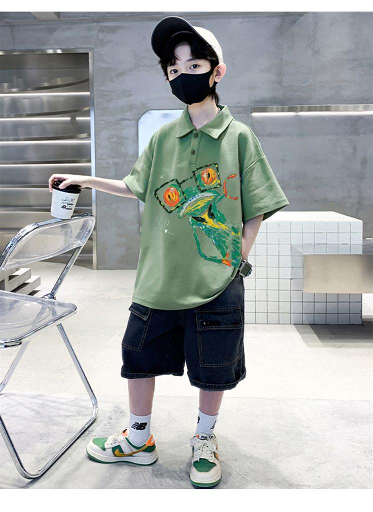 Boys' short sleeved T-shirt polo shirt summer clothes 2026 new summer half sleeved boys' big children