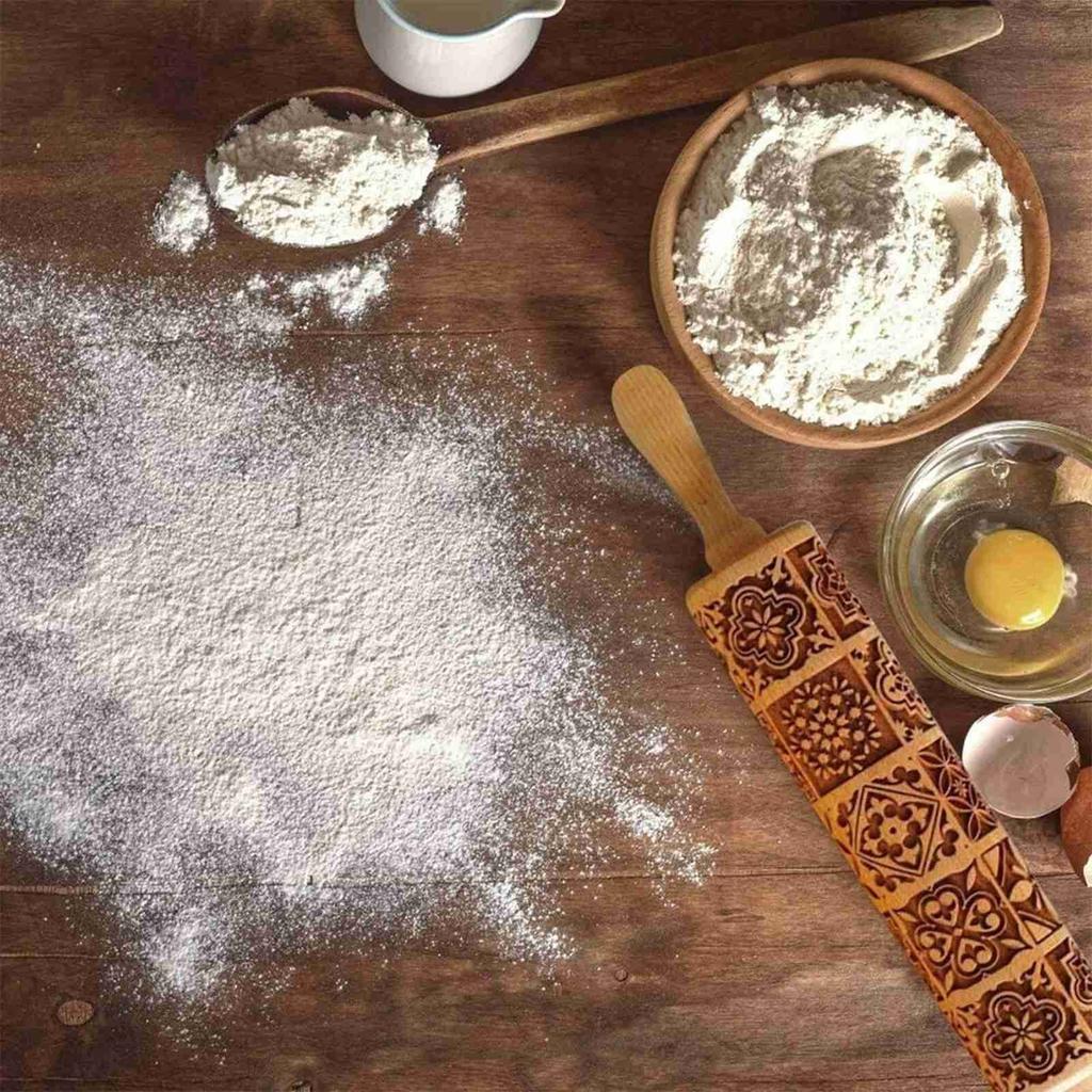 Christmas Rolling Pin Engraved Rolling Pin Embossed Rolling Pin