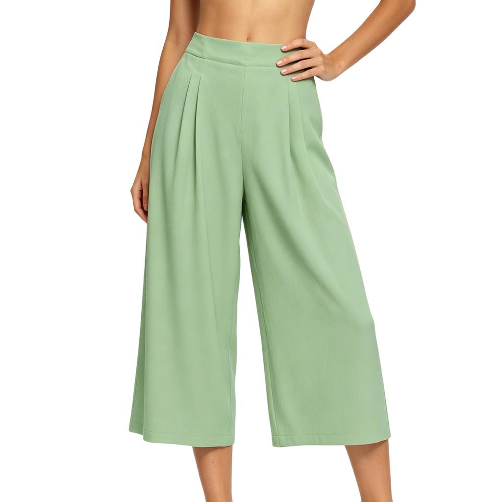 Women's High Waist Pleated Wide Leg Pants Loose Fit Casual Trousers