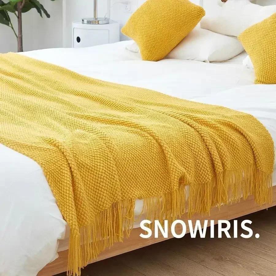 Gebreide Bedvlag met Garenkwastjes Effen Geruite Beduiteinden Handdoek Europese Katoenen Draad Bankdeken Kussenslopen 45x45 pillowcase1pcs