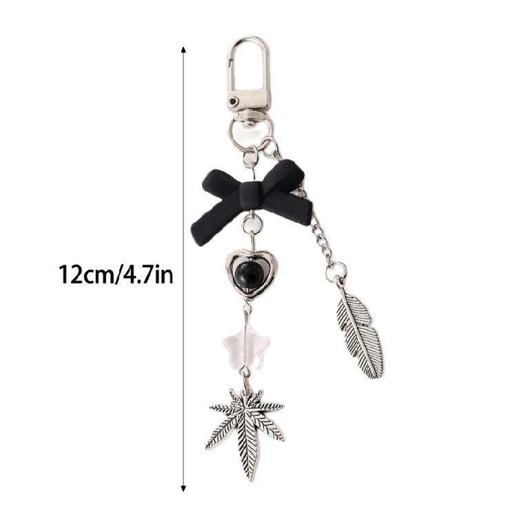 Sweet Bowknot Keychain Pendant Big Heart Charm Keyring for Purse Bag Backpack