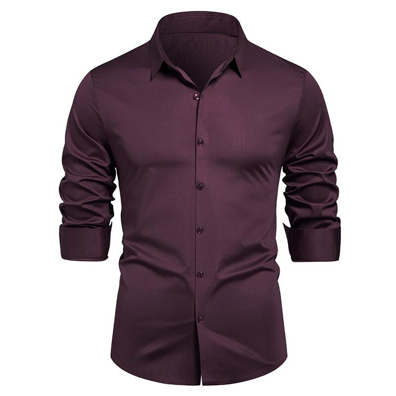 Business Casual Long Sleeve Shirt Men's Fashion Bottom Shirt Stretch Men's Shirt