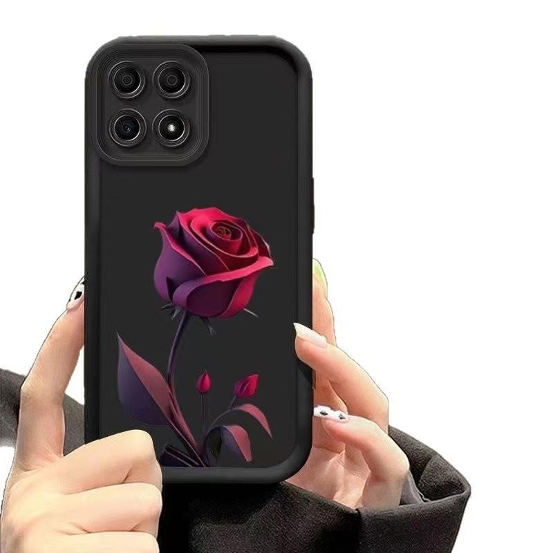 Red Rose Aesthetic Apple iPhone Case for iPhone 17, 16 Pro Max, 15 Pro, 14, and 13 - European and American Design