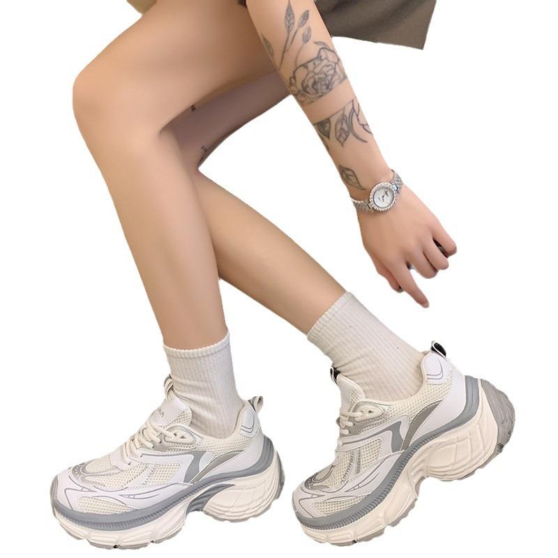 Popular Dad Shoes Women's 2025 New Spring, Summer and Autumn Popular Color Matching Sports Shoes Ins Thick-soled Heightening Casual Women's Shoes