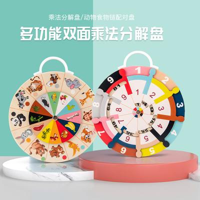 Children's Multifunctional Double-Sided Learning Multiplication Decomposition Disc Math Animal Matching Student Turntable Toy