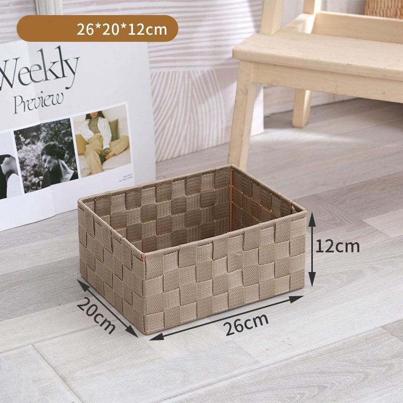 Woven Black Storage Baskets Shelf Tote Boxes Container with Built-in Handles for bedroom living room office kids room dressing room