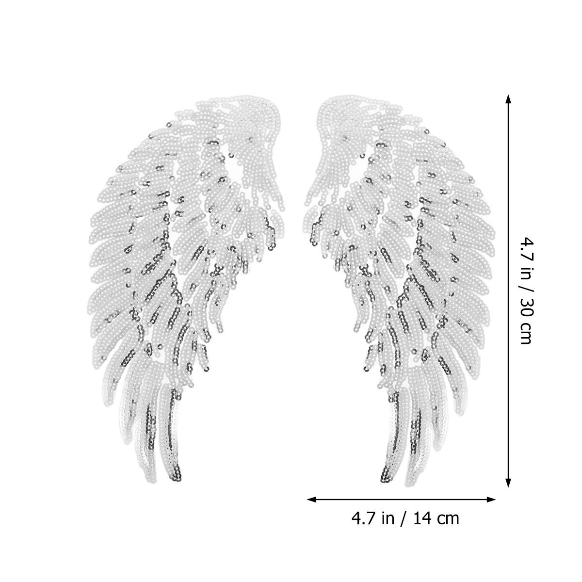 

1 Pair Wings Sequin Patches Angel Wings Applique Clothes Embellishment DIY Sewing Decoration Iron on Patch for Jackets Bags серебряный