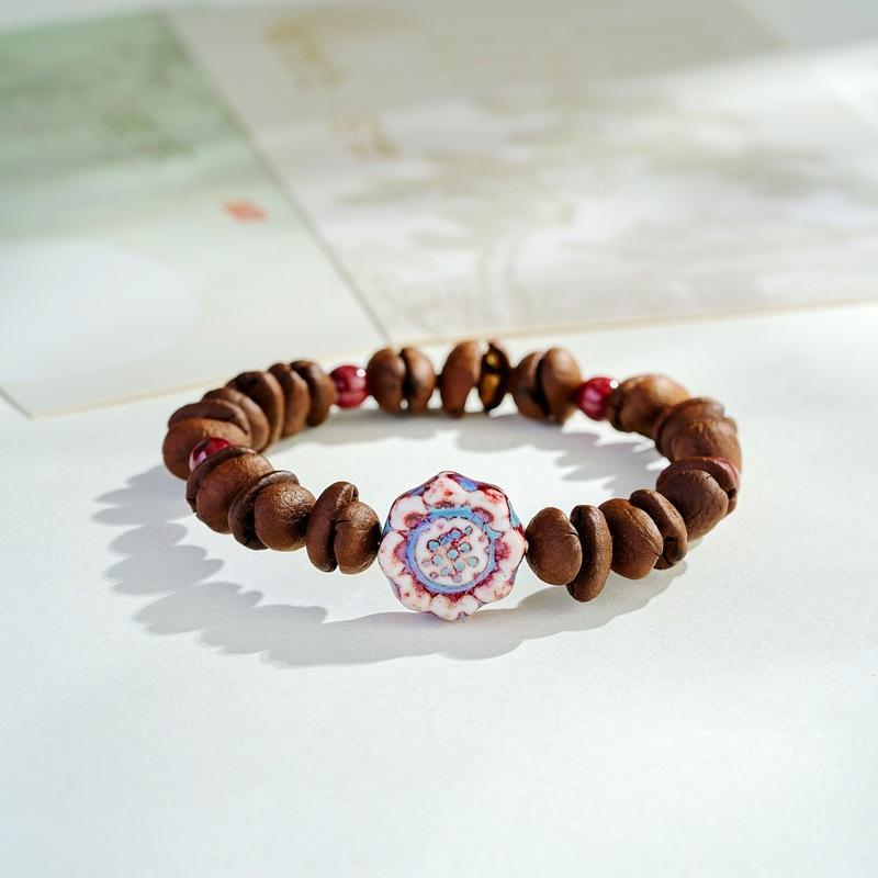 Coffee Bean Bracelet with Cat Claw Beads, Unique Design, High-End Feel, Elastic Bracelet for Couples, Best Friends, and Students