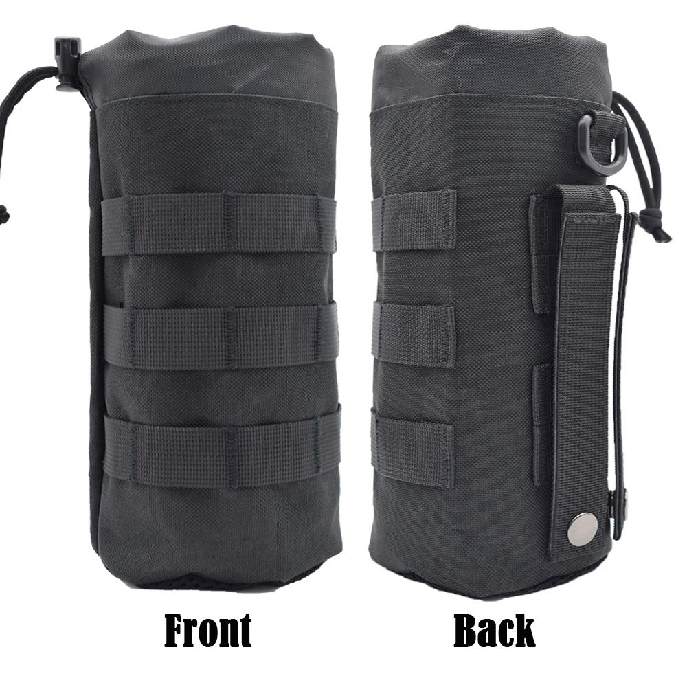 Pochette pour Bouteille Molle Sac de Voyage Sport Molle Porte-Bouteille d'Eau avec Cordon Coulissant Ouverture Supérieure et Fond en Maille noir