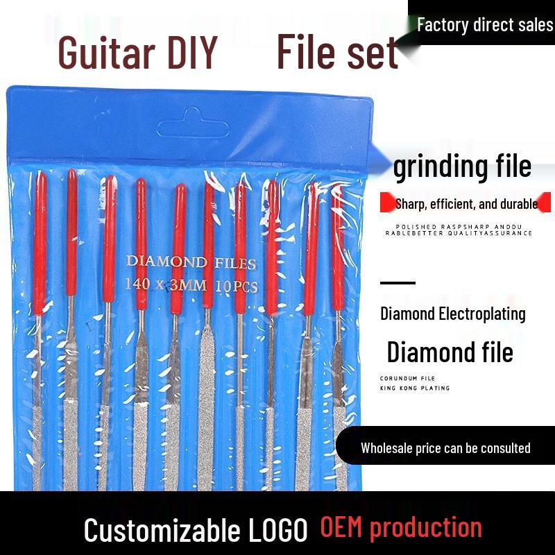 10-Piece Guitar Bridge, Nut, and Fret Polishing File Set