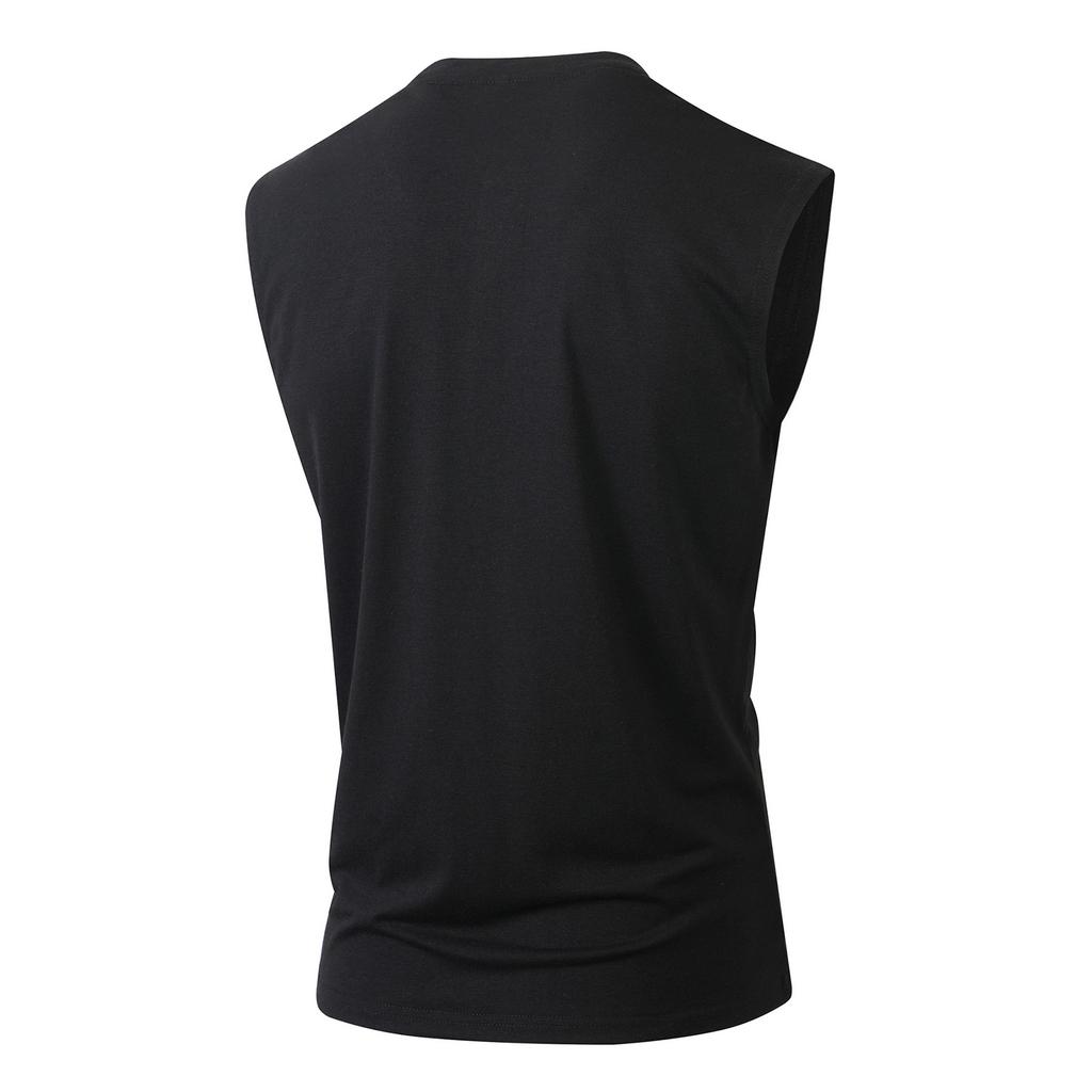 Ärmelloses Henley-Hemd für Herren mit Knopfleiste, Rundhalsausschnitt, lässig, Muskelpassform, mit Brusttasche für Sommerliche Outdoor-Aktivitäten
