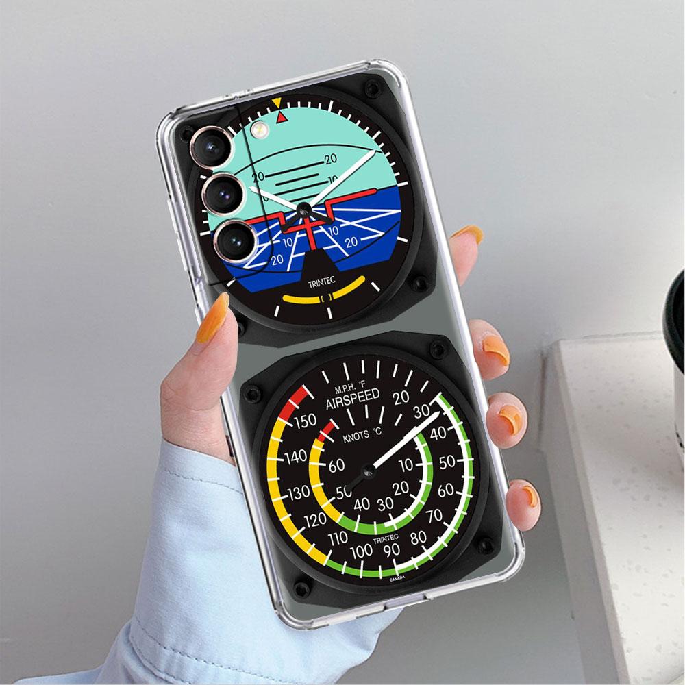 Clear Case For Samsung Galaxy S22 S20 FE S21 S23 Plus Note 20 10 Phone Shell Aviation Aeroplane Helicopter Cockpit Instrument