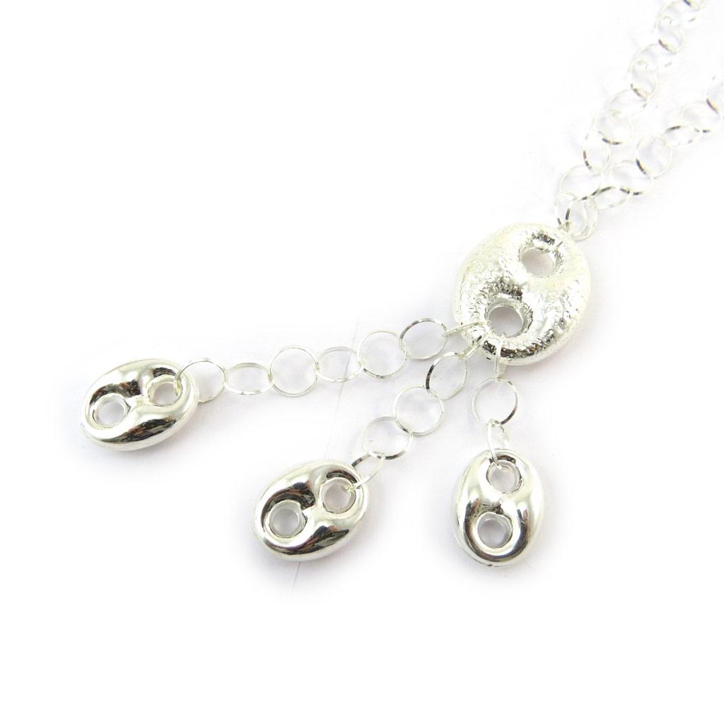 Les Trésors De Lily [N5074] - Collier Argent 'Grain de Café' (martelé) - 110x27 mm
