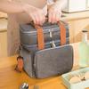 Zipper Double Layer Picnic Bag with Handle Easy Carry Convenient Lunch Bag for Children Kids Adult