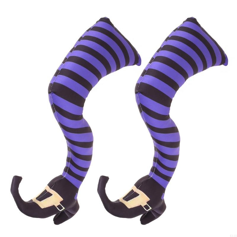

KX4B 1 Pair Halloween Evil Witch Legs Props Wizard Feet with Boot Stake Ornament Decoration for Front Yard Courtyard