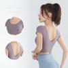 Women Short Sleeve Yoga Shirts Running Shirt Gym Workout Quick Dry Tops Seamless Nylon Sports T-Shirt  Elastic Crop Top