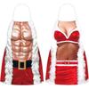 2Pc/Set Christmas Funny Couple Apron Set Holiday Party Kitchen Decoration Funny Gift Eye-catching Creative Item