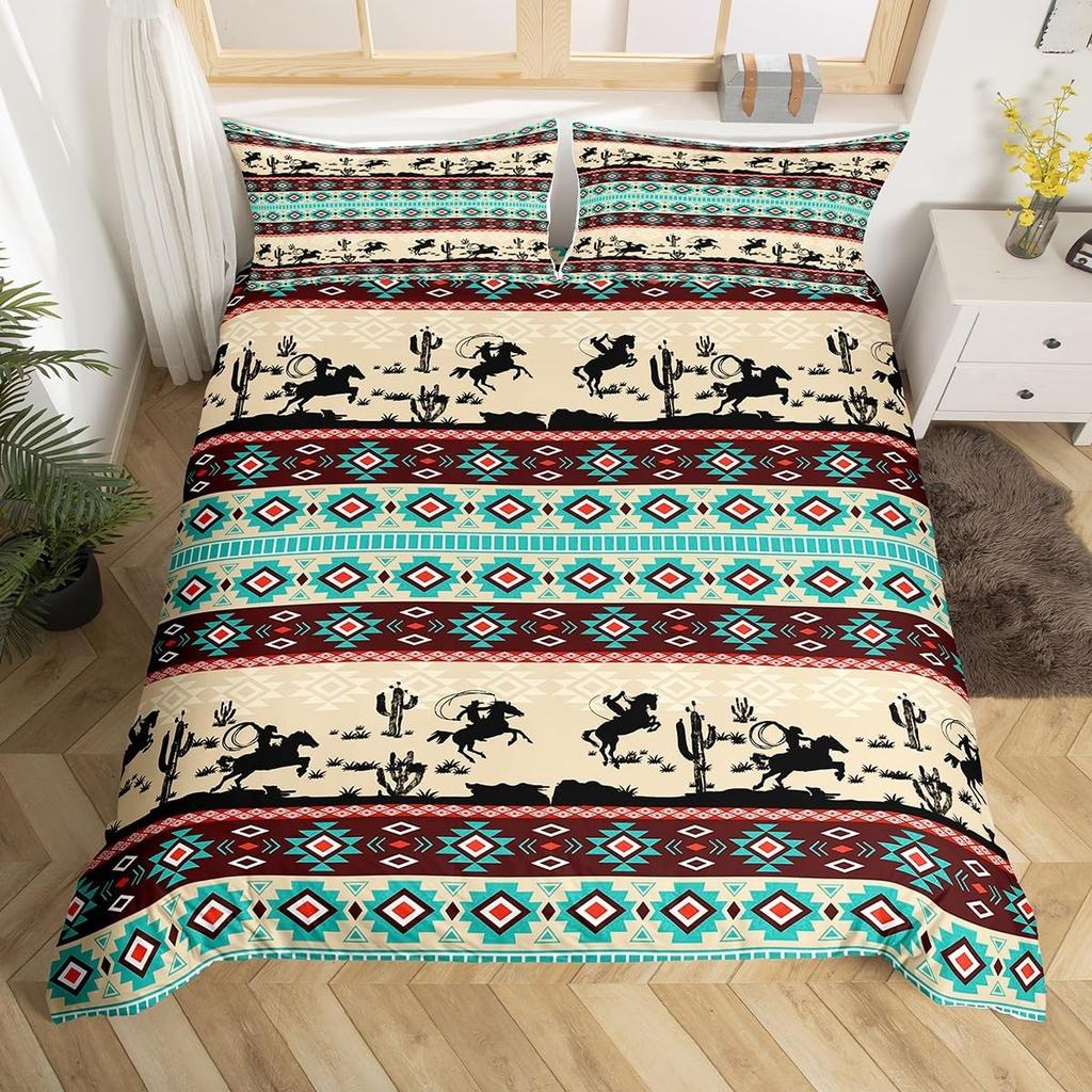 Comforter Geometric Stripes Tribal Style Queen King Size Western Cowboy Style Bedding Set Home Decor 3 Pcs With 2 S