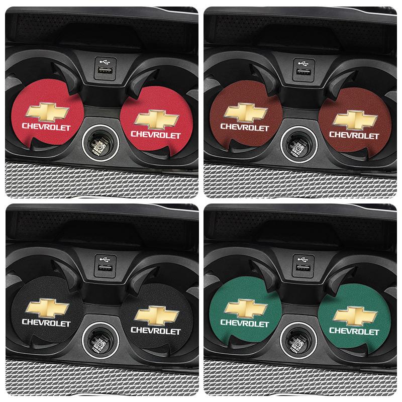 2Pcs Car Coaster Suede Mat Water Cup Anti-slip Pad Auto Interior For Chevrolet Aveo Matiz Equinox Camaro Colorado Cobalt Beat SS