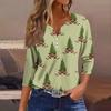 Women's Fashion Casual Three-quarter Sleeve V-neck Floral Print Top