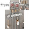 Modern Minimalist Abs Bathroom Wall Mount Mop Holder With Strong Clips And Hooks For Home Organization
