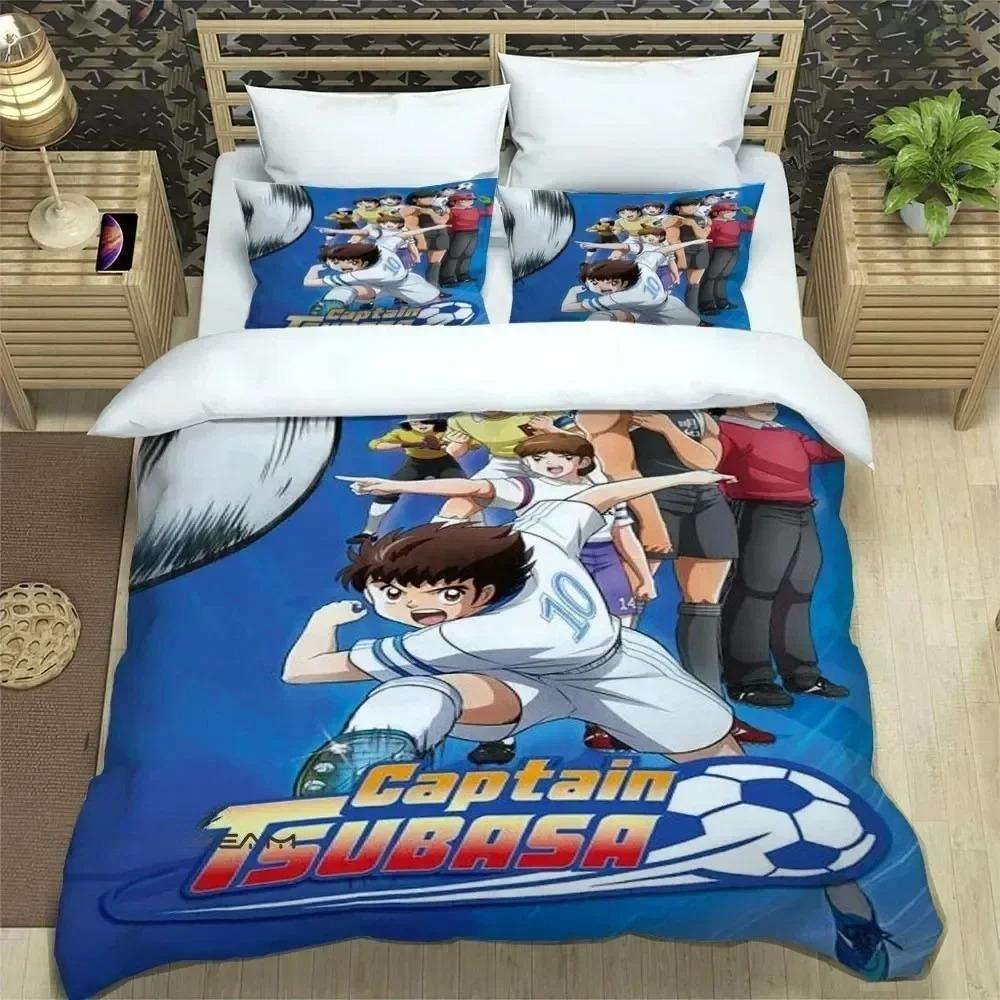 Cartoon Captain Tsubasa Duvet Cover Pillowcase Bedding Set for Kids Girl Boys Bedroom Gift Single Double Large Size