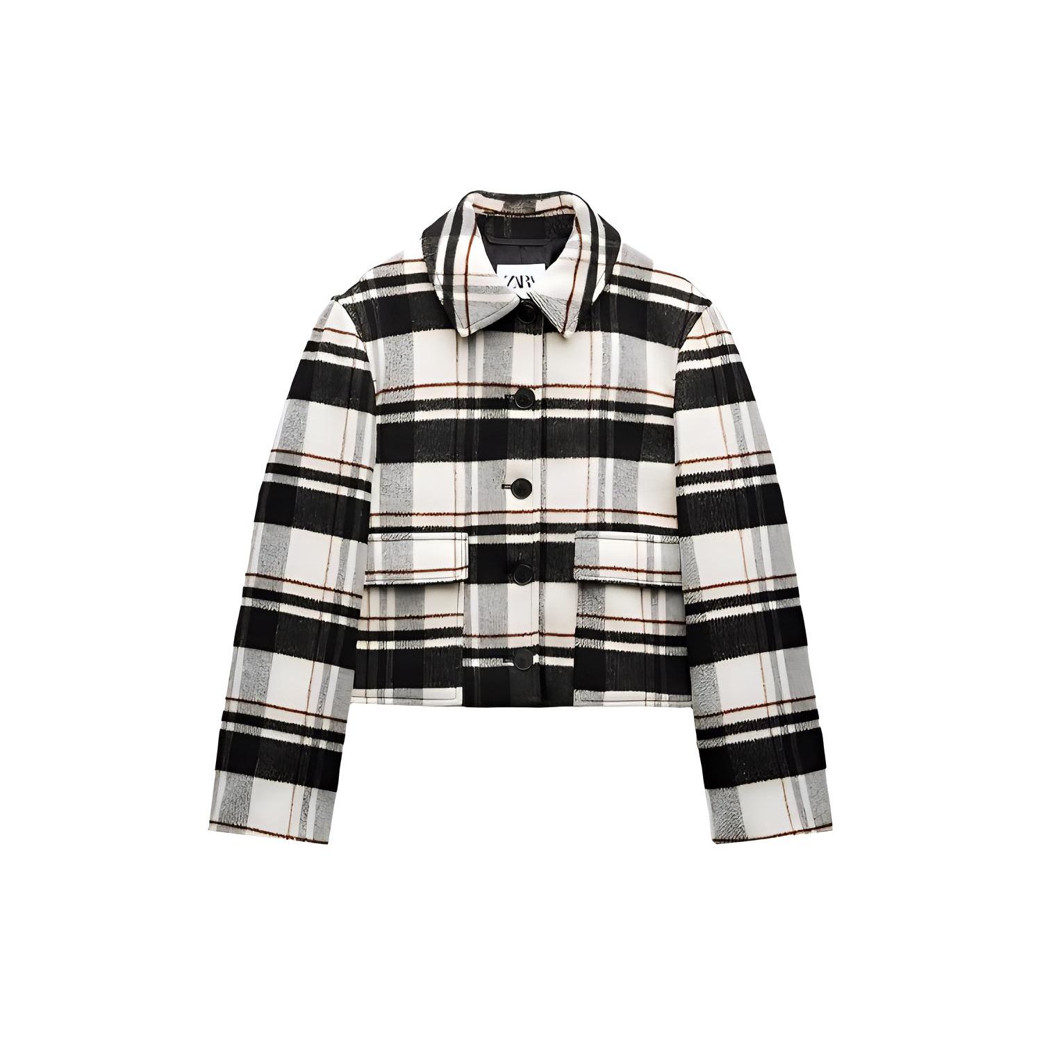 

Zara Plaid Lapel Casual Long Sleeve Jacket Women jackets striped 2574720-064 L