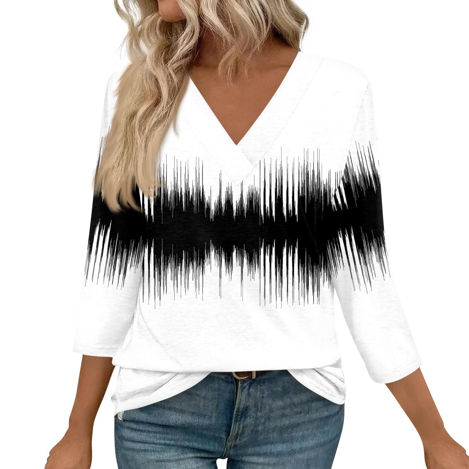 

Женские топы с рукавами 3/4 и V-образным вырезом, повседневные туники, базовые рубашки, блузки свободного кроя XL белый