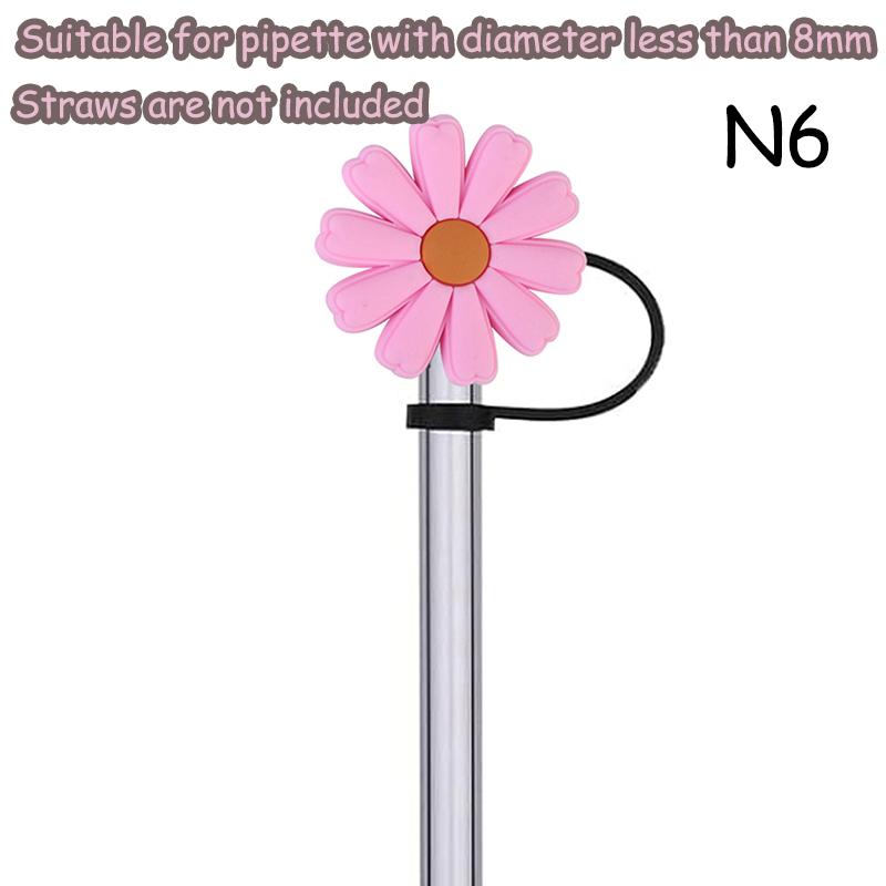 8Mm Macaron Kleine Blume Strohhalm Kappe Staubschutz Silikonabdichtung Wiederverwendbare Cartoon Strohhalm Kappe